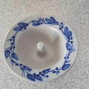 Salmon Falls Potters Ceramic Blue and White Apple Baker.